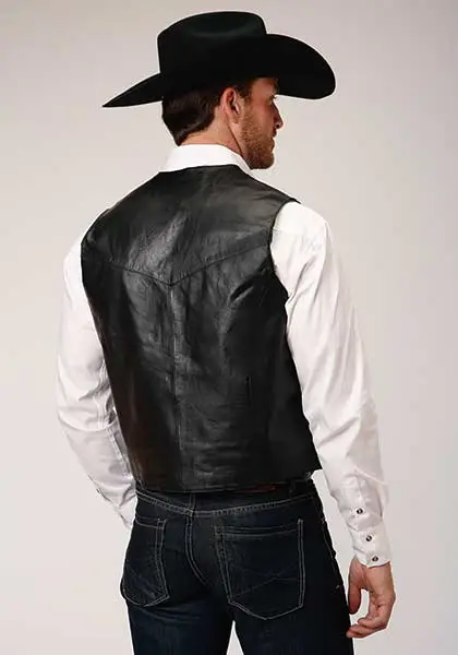 Roper® Men's Hold 'Em Snap Front Western Leather Vest 2 Roper® Men's Hold 'Em Snap Front Western Leather Vest - Image 2