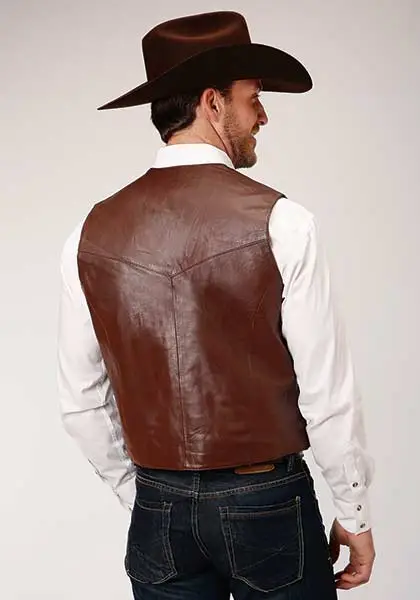 Roper® Men's Hold 'Em Snap Front Western Leather Vest 5 Roper® Men's Hold 'Em Snap Front Western Leather Vest - Image 5