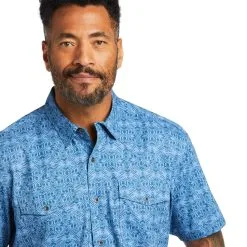 Ariat® Men's AriatTEK® Southwest Print Short Sleeve Button Front Western Shirt -Leather Wallet Shop 10039573 01