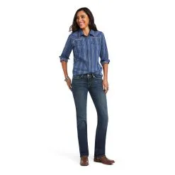 Ariat® Women's REAL Dobby Chambray Long Sleeve Snap Front Western Shirt 11 Ariat® Women's REAL Dobby Chambray Long Sleeve Snap Front Western Shirt -Leather Wallet Shop 10040625 full