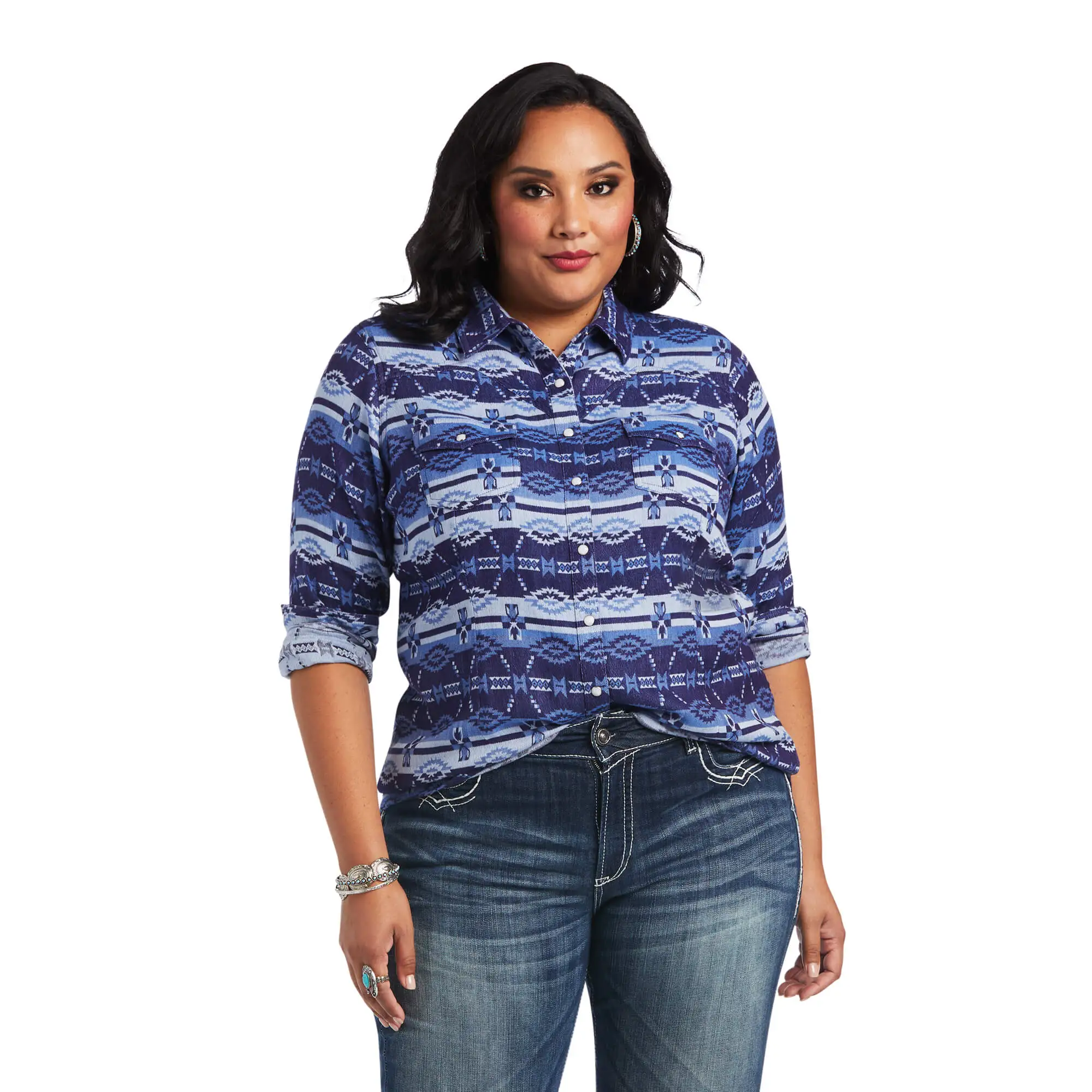 Ariat® Women's REAL Oceanic Long Sleeve Snap Front Western Shirt 2 Ariat® Women's REAL Oceanic Long Sleeve Snap Front Western Shirt - Image 2