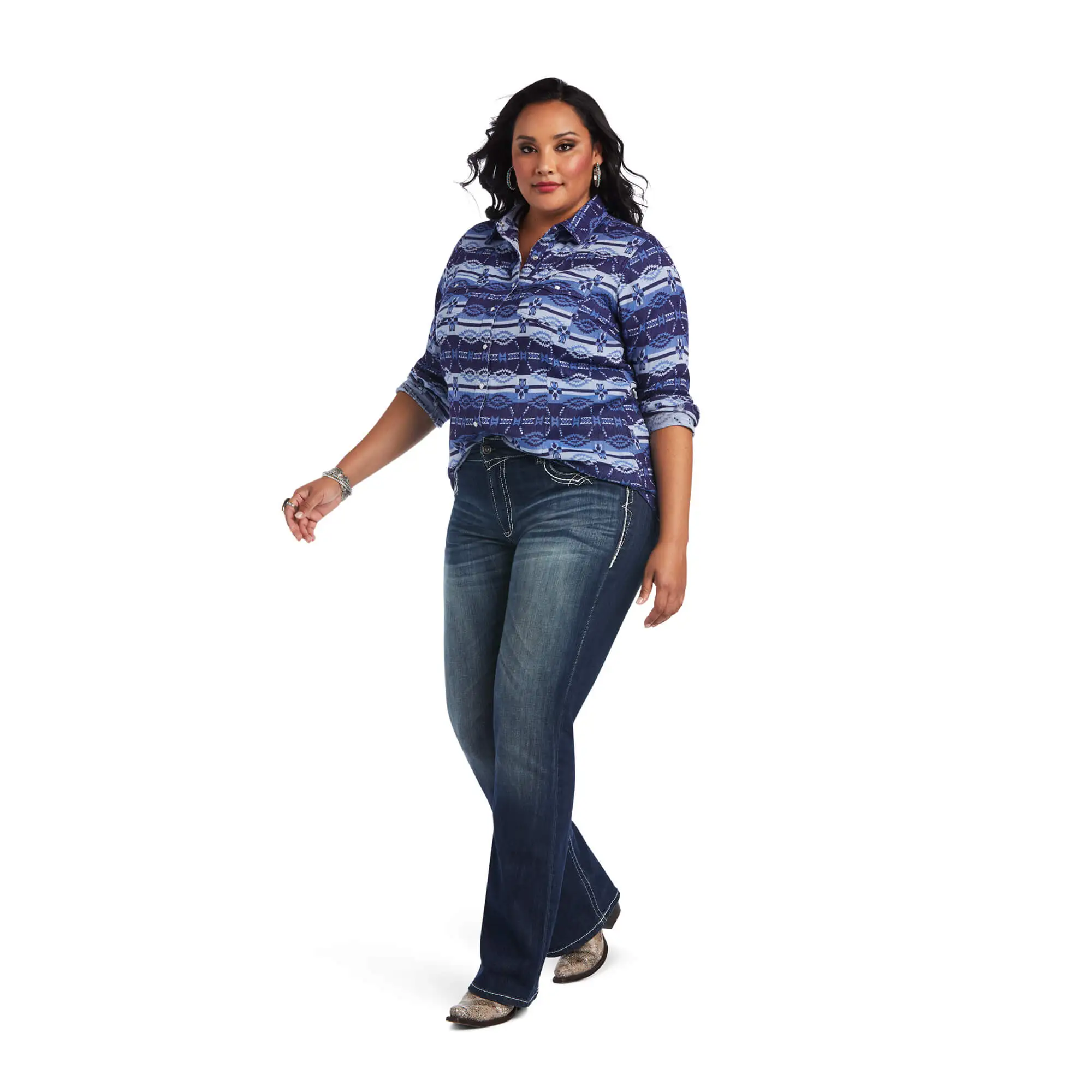 Ariat® Women's REAL Oceanic Long Sleeve Snap Front Western Shirt 6 Ariat® Women's REAL Oceanic Long Sleeve Snap Front Western Shirt - Image 6