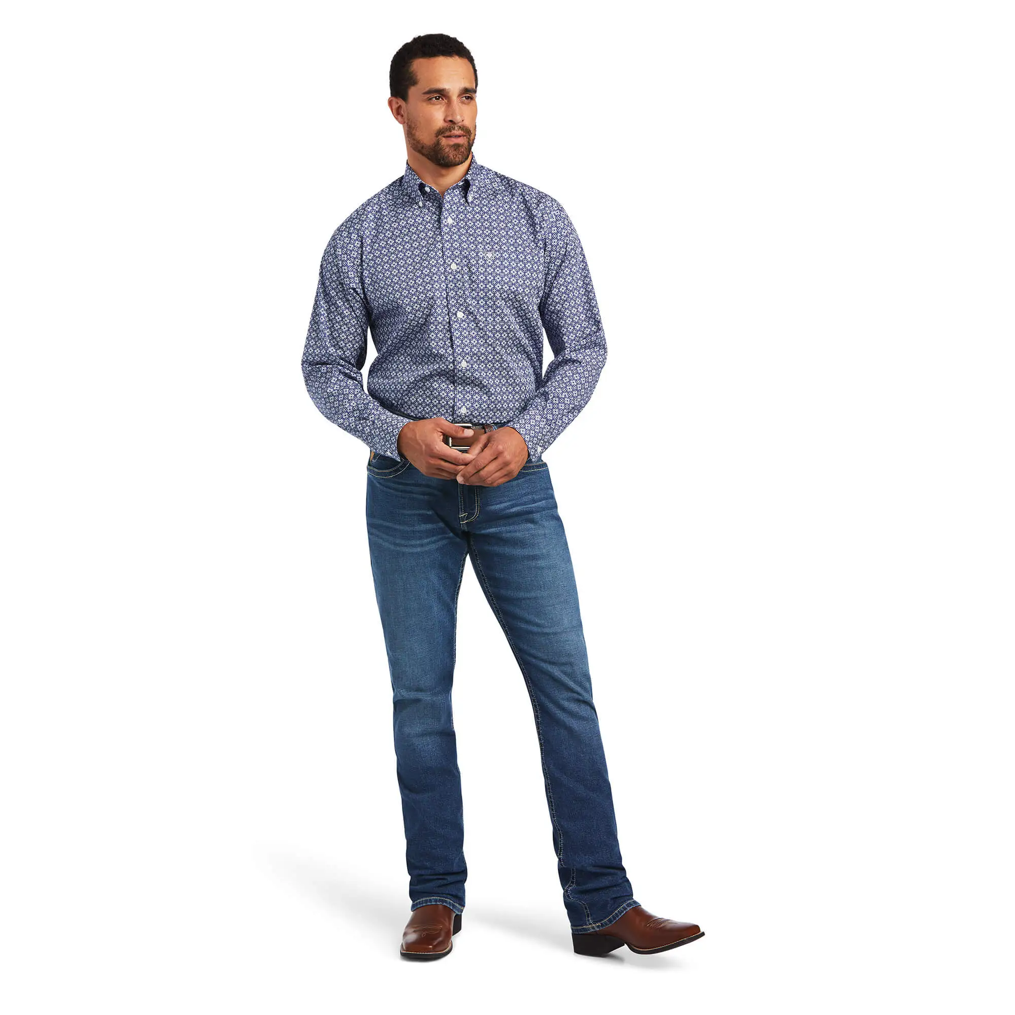 Ariat® Men's Ernest Wrinkle-Free Long Sleeve Button Front Western Shirt 3 Ariat® Men's Ernest Wrinkle-Free Long Sleeve Button Front Western Shirt - Image 3