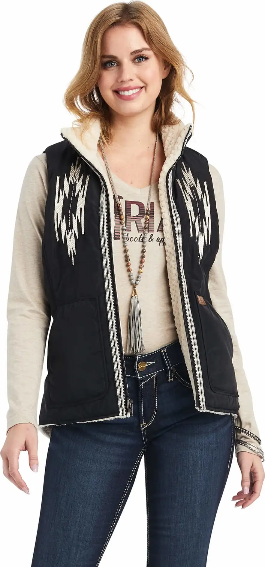 Ariat® Women's Dilon Chimayo Embroidered Zip Front Western Vest 1 Ariat® Women's Dilon Chimayo Embroidered Zip Front Western Vest