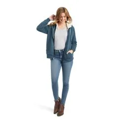 Ariat® Women's REAL Sherpa Lined Zip Front Hooded Sweater -Leather Wallet Shop 10042172 full