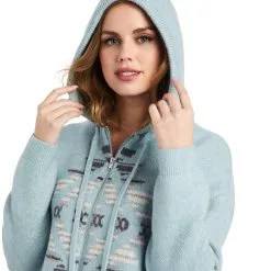 Ariat® Women's Agave Garden Zip Front Hooded Sweater -Leather Wallet Shop 10042309 02