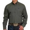 Cinch® Men's Olive Checker Print Long Sleeve Button Front Western Shirt