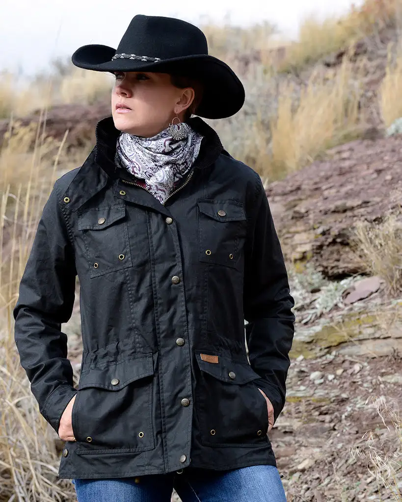 Outback Trading® Women's Jill-A-Roo Black Oilskin Western Jacket 1 Outback Trading® Women's Jill-A-Roo Black Oilskin Western Jacket