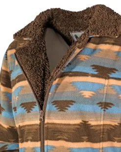 Outback Trading® Women's Dawn Southwest Print Zip Front Fleece Jacket -Leather Wallet Shop 29662 GRY 4