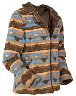 Outback Trading® Women's Dawn Southwest Print Zip Front Fleece Jacket -Leather Wallet Shop 29662 GRY 6