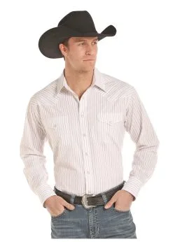 Panhandle Slim® Men's Dobby Stripe Long Sleeve Snap Front Western Shirt