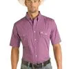 Panhandle Slim® Men's Dark Orchid Short Sleeve Snap Front Western Shirt