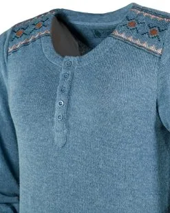 Outback Trading® Women's Julie 1/4 Button Front Tee Shirt -Leather Wallet Shop 40183 SKY 3