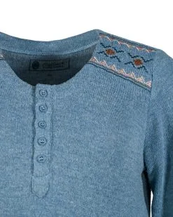 Outback Trading® Women's Julie 1/4 Button Front Tee Shirt -Leather Wallet Shop 40183 SKY 5