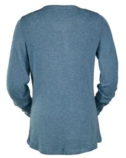 Outback Trading® Women's Julie 1/4 Button Front Tee Shirt -Leather Wallet Shop 40183 SKY 7