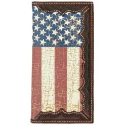 M&F Western 3D® Men's American Flag Inlay Leather Rodeo Wallet