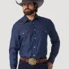 Wrangler® Men's Cowboy Cut® Rigid Denim Long Sleeve Western Work Shirt - Indigo