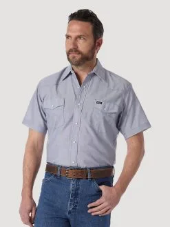 Wrangler® Men's Cowboy Cut® Short Sleeve Snap Front Chambray Western Shirt