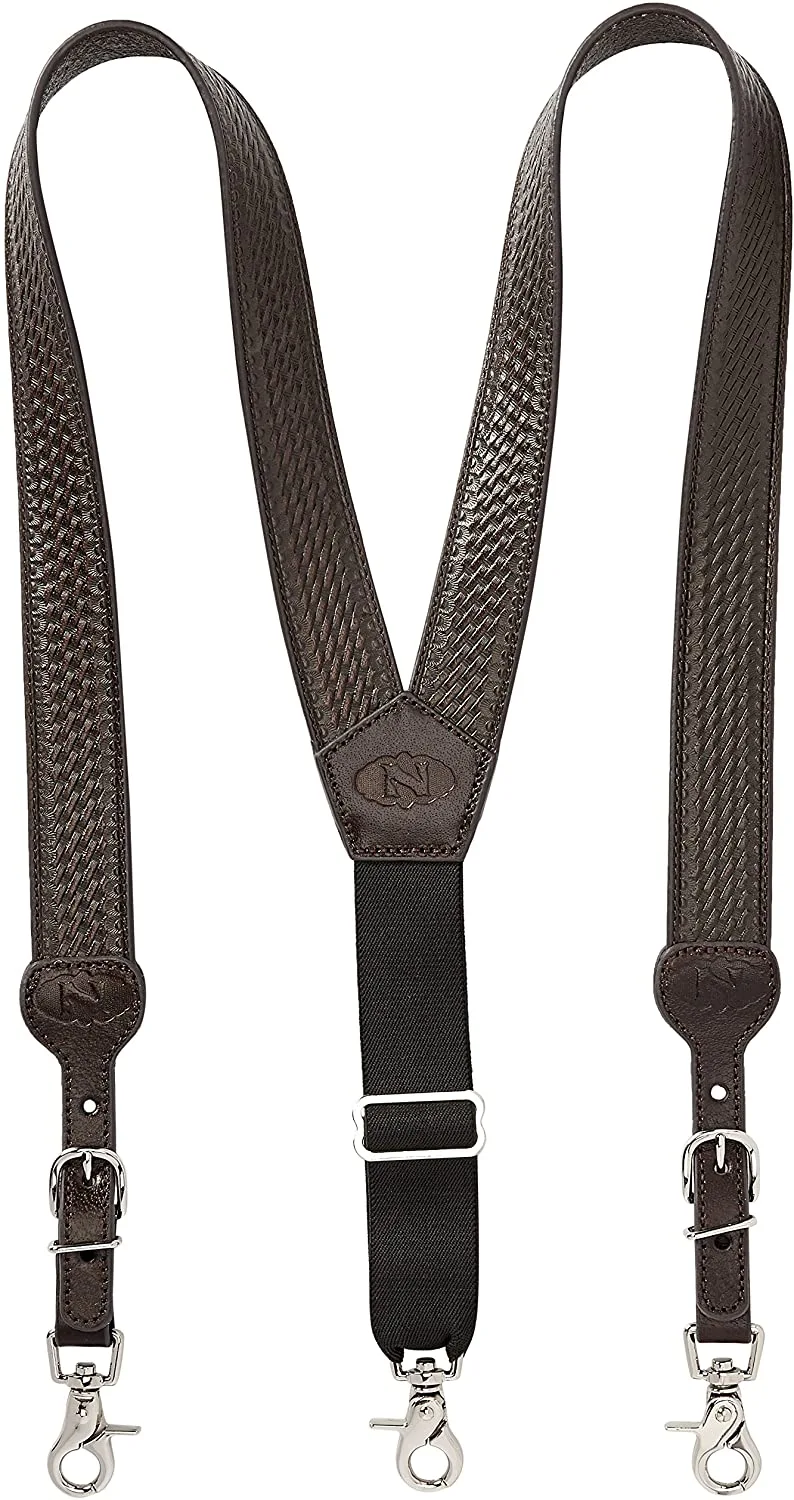 Nocona Basket Weave Leather Suspenders 2 Nocona Basket Weave Leather Suspenders - Image 2
