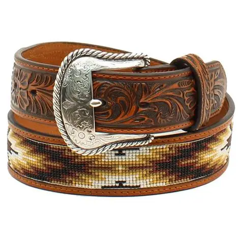 M&F Western Nocona® Men's Southwest Bead Leather Western Belt 1 M&F Western Nocona® Men's Southwest Bead Leather Western Belt