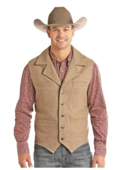 Powder River® Men's Montana Button Front Wool Vest -Leather Wallet Shop 98 1176 26 Powder River Montana Z