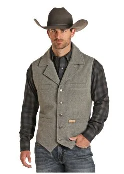 Powder River® Men's Montana Button Front Wool Vest -Leather Wallet Shop 98 1176 A