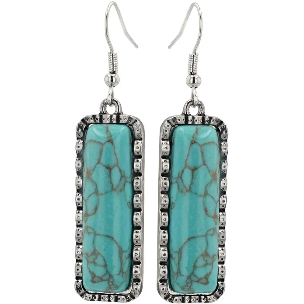 Montana Silversmiths® Women's Turquoise Tablet Western Attitude Earrings 1 Montana Silversmiths® Women's Turquoise Tablet Western Attitude Earrings