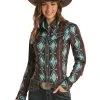 Panhandle Slim® Women's Aztec Print Long Sleeve Snap Front Western Shirt