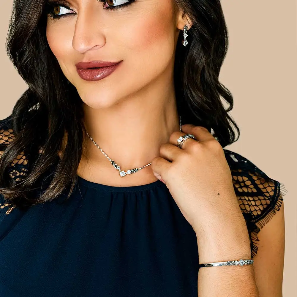 Montana Silversmiths® Women's Sparkling Wheat Crystal Cuff Bracelet 3 Montana Silversmiths® Women's Sparkling Wheat Crystal Cuff Bracelet - Image 3