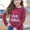 Cruel Girl® Girl's Peace Love Horses Long Sleeve Western T-Shirt