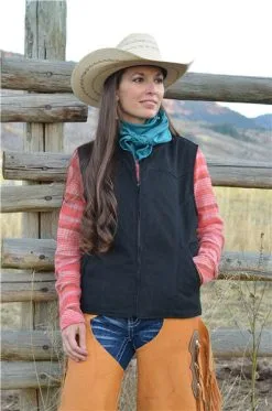 Wyoming Traders® Women's Calamity Concealed Carry Canvas Western Vest -Leather Wallet Shop CVB Wyoming Traders Womans Concealed Carrier Vest Z
