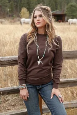 Cruel Girl® Women's Brown Fleece Pullover Sweatshirt Top