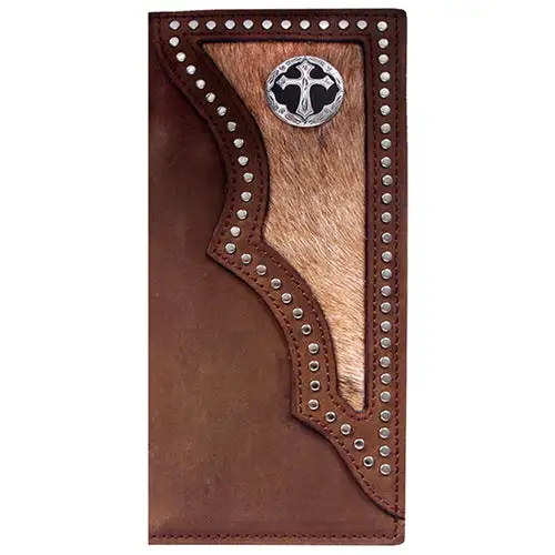 M&F Western 3D® Men's Western Cross Concho Hair-On Inlay Leather Rodeo Wallet 1 M&F Western 3D® Men's Western Cross Concho Hair-On Inlay Leather Rodeo Wallet