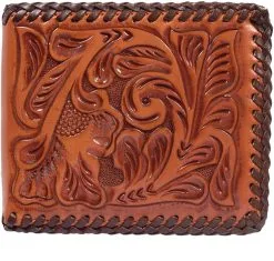3-D® Men's Floral Tooled Laced Edging Wallet