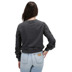 Panhandle Slim® Women's Black Eyelet Embroidery Pullover Sweater -Leather Wallet Shop DesktopPdpHeroImage 1