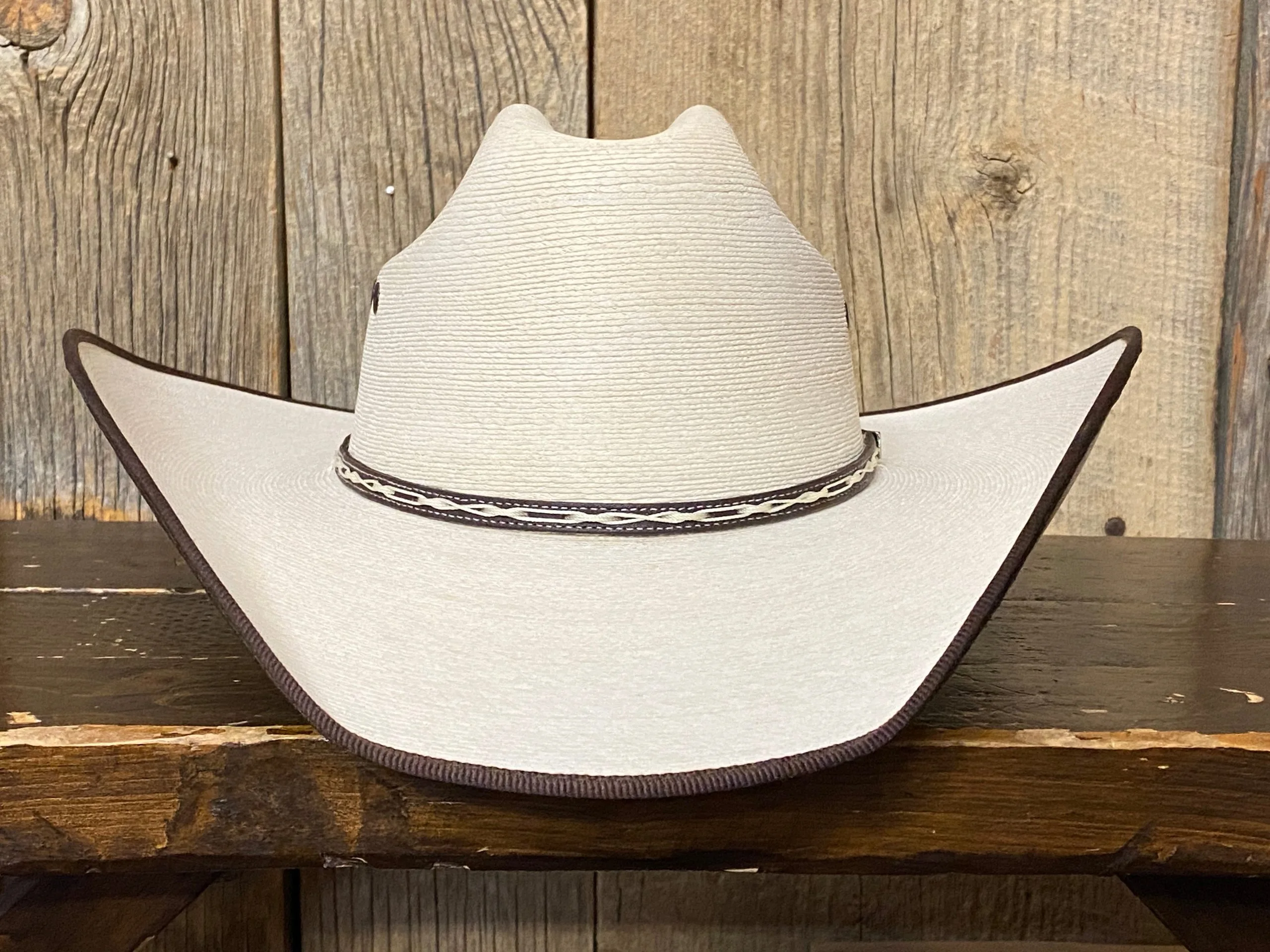 Atwood® 15X Hereford Low Bound Edge Natural Palm Leaf Straw Cowboy Hat 2 Atwood® 15X Hereford Low Bound Edge Natural Palm Leaf Straw Cowboy Hat - Image 2