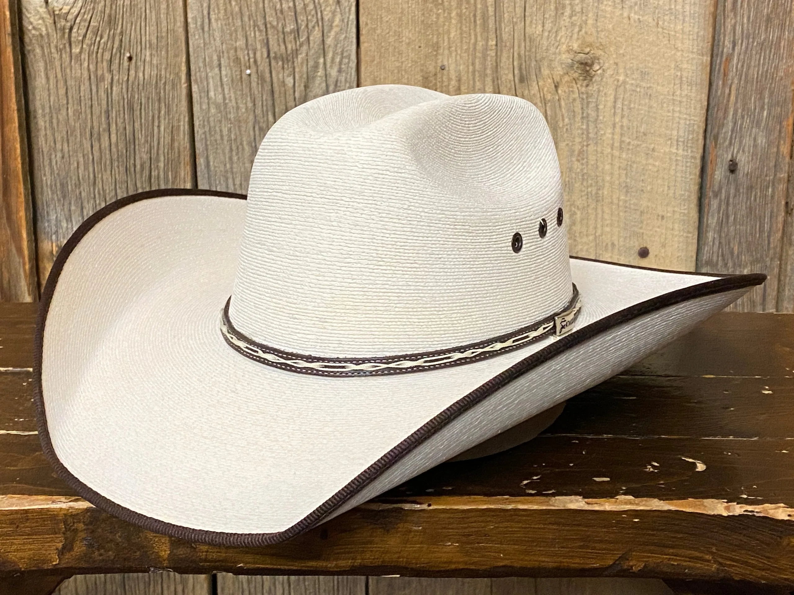 Atwood® 15X Hereford Low Bound Edge Natural Palm Leaf Straw Cowboy Hat 1 Atwood® 15X Hereford Low Bound Edge Natural Palm Leaf Straw Cowboy Hat