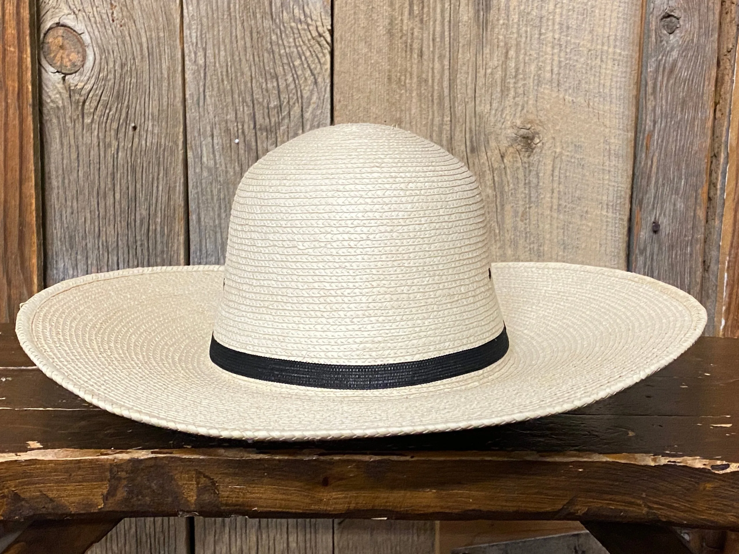 SunBody® Open Crown 4 1/2" Brim Natural Palm Leaf Straw Cowboy Hat 2 SunBody® Open Crown 4 1/2" Brim Natural Palm Leaf Straw Cowboy Hat - Image 2