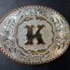Crumrine® Letter "K" Silver & Gold Floral Western Belt Buckle