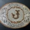 Crumrine® Letter "J" Silver & Gold Floral Western Belt Buckle
