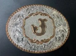 Crumrine® Letter "J" Silver & Gold Floral Western Belt Buckle