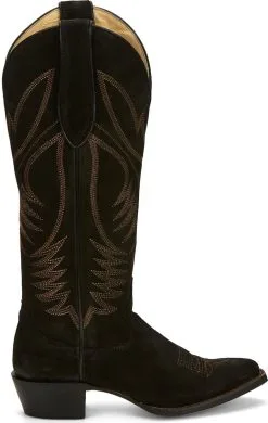Justin® Women's Clara Black Suede Leather Tall Cowboy Boots -Leather Wallet Shop JST 004 VN4466