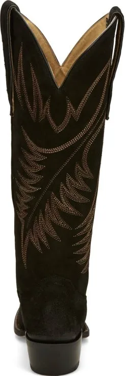 Justin® Women's Clara Black Suede Leather Tall Cowboy Boots -Leather Wallet Shop JST 006 VN4466