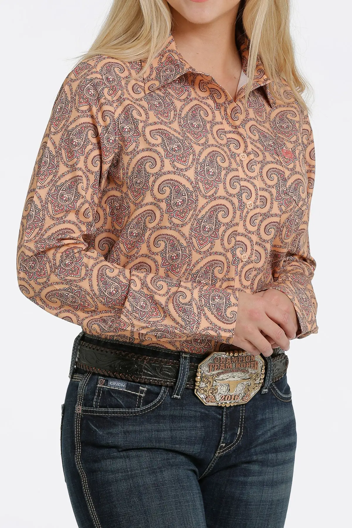 Cinch® Women's Paisley Print Long Sleeve Button Front Western Blouse 2 Cinch® Women's Paisley Print Long Sleeve Button Front Western Blouse - Image 2