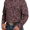 Cinch® Men's Paisley Print Long Sleeve Button Front Western Shirt