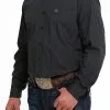 Cinch® Men's Black Stripe Print Long Sleeve Button Front Western Shirt