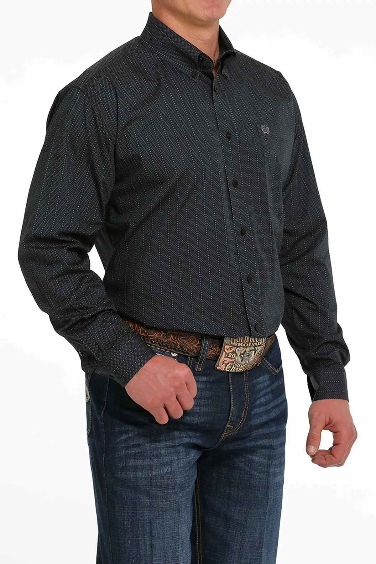 Cinch® Men's Black Stripe Print Long Sleeve Button Front Western Shirt 2 Cinch® Men's Black Stripe Print Long Sleeve Button Front Western Shirt - Image 2