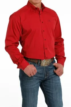 Cinch® Men's Solid Red Pinstripe Long Sleeve Button Front Western Shirt -Leather Wallet Shop MTW1105526 3