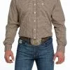 Cinch® Men's Brown Geo Print Long Sleeve Button Front Western Shirt