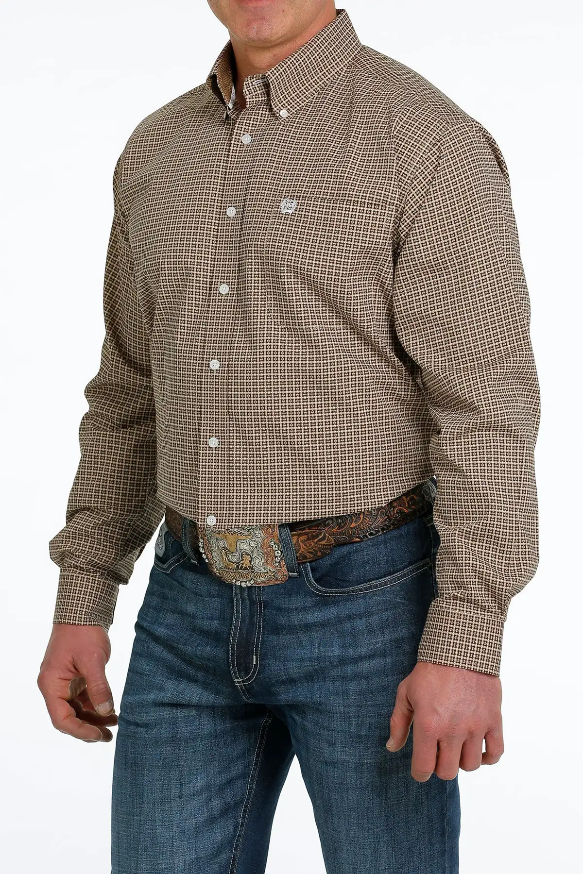 Cinch® Men's Brown Geo Print Long Sleeve Button Front Western Shirt 2 Cinch® Men's Brown Geo Print Long Sleeve Button Front Western Shirt - Image 2